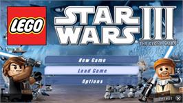 Title screen of Lego Star Wars 3 - The Clone Wars on the Sony PSP.